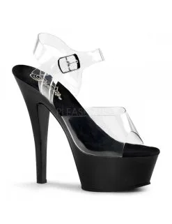 Pleaser USA Shoes Sandales Plateformes Pole Dance Noir Transparent Kiss PLEASER