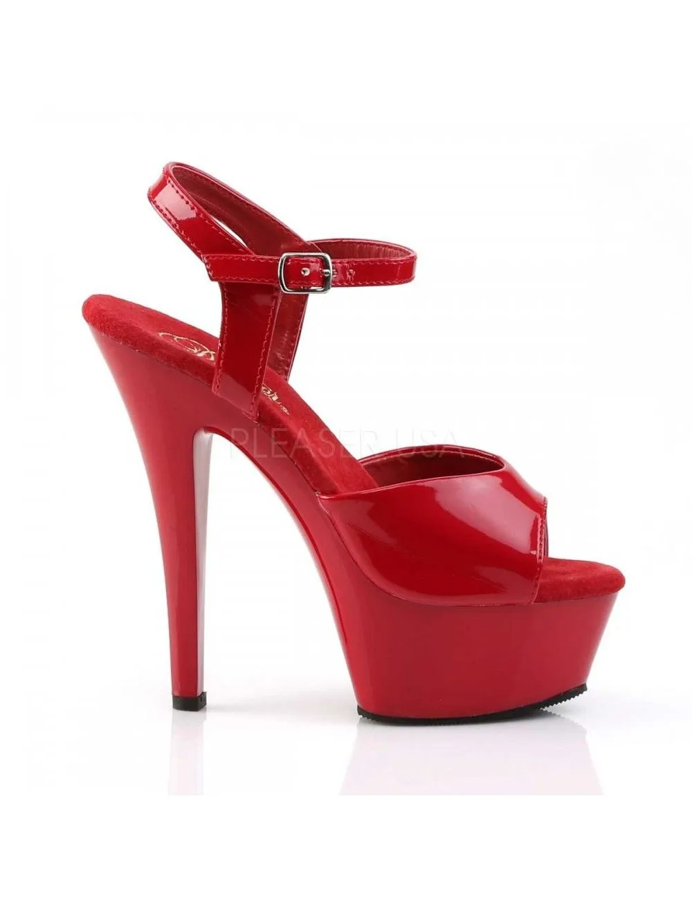 Pleaser USA Shoes Sandales Plateformes Pole Dance Rouge Vernis Kiss PLEASER – Image 5
