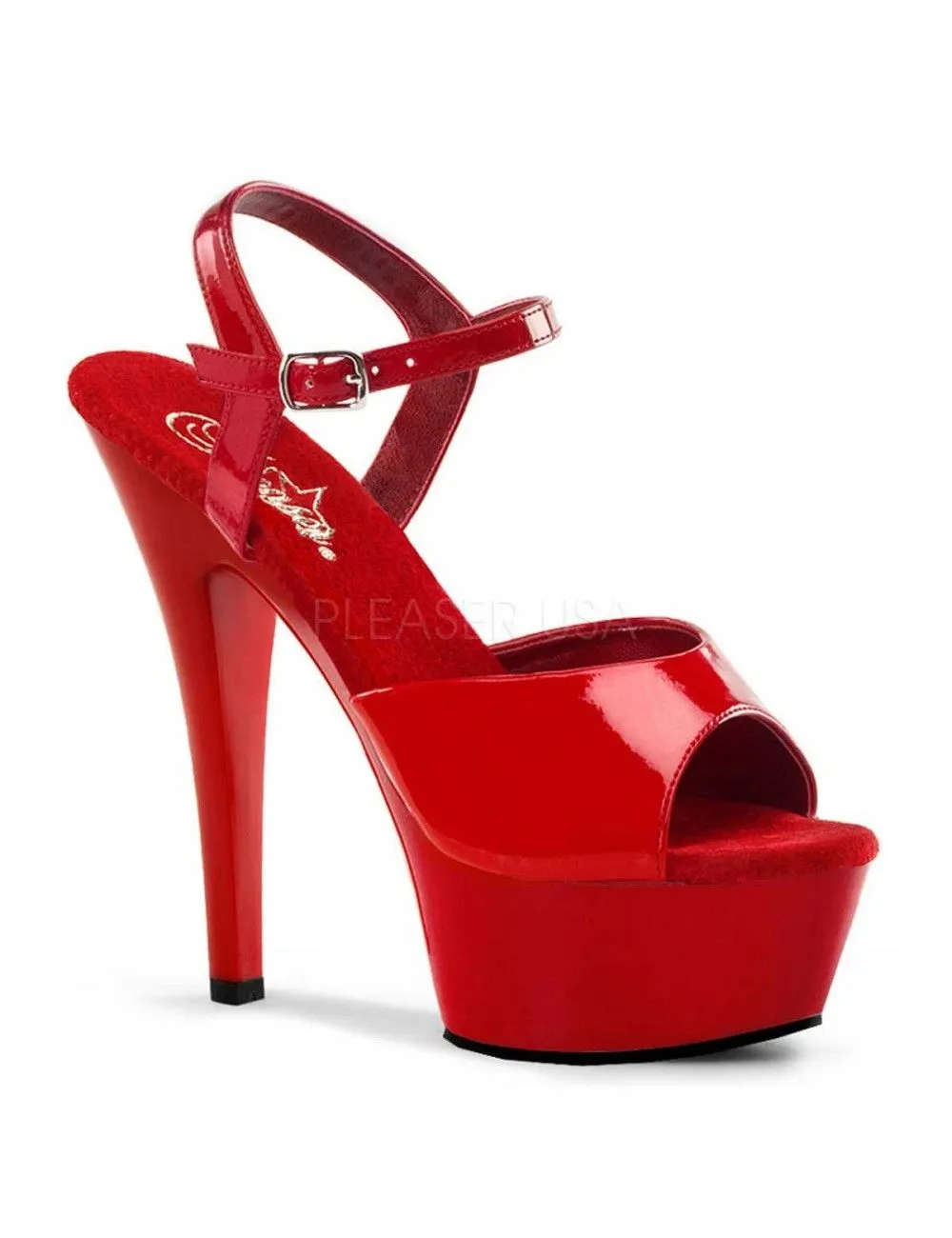 Pleaser USA Shoes Sandales Plateformes Pole Dance Rouge Vernis Kiss PLEASER