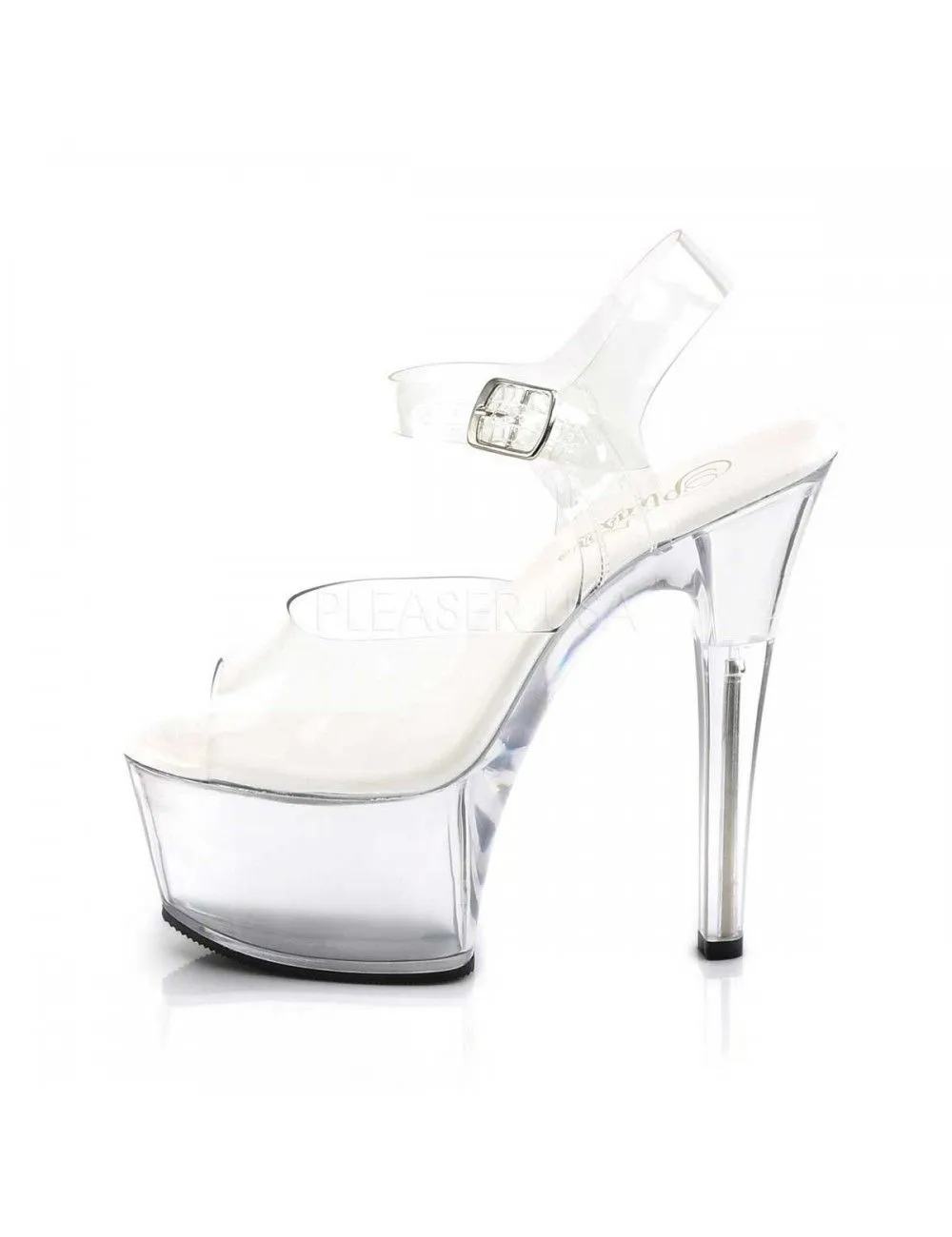 Pleaser USA Shoes Sandales Plateformes Transparente Semelle Vegan Blanche Pleaser – Image 3