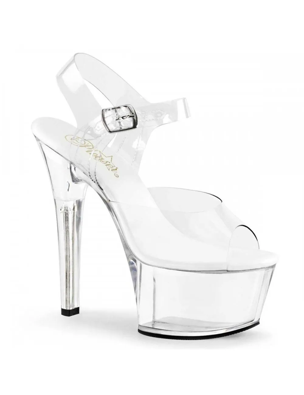 Pleaser USA Shoes Sandales Plateformes Transparente Semelle Vegan Blanche Pleaser
