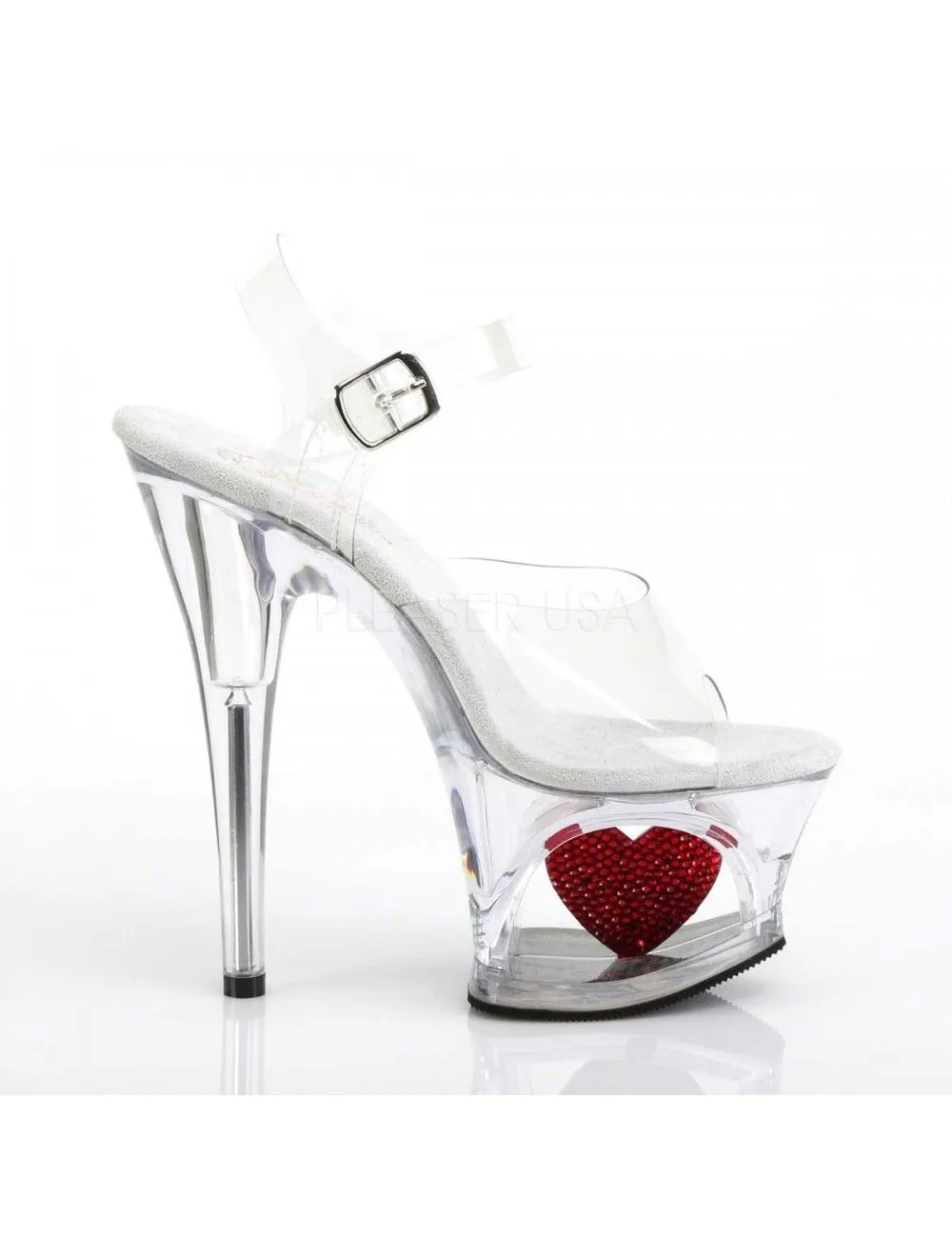 Pleaser USA Shoes Sandales Plateformes Transparente Sexy Coeur PLEASER – Image 5