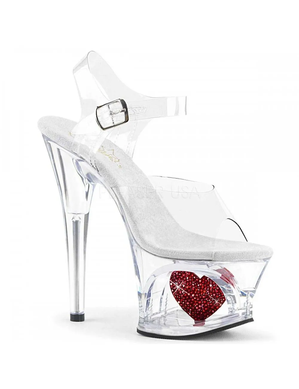 Pleaser USA Shoes Sandales Plateformes Transparente Sexy Coeur PLEASER