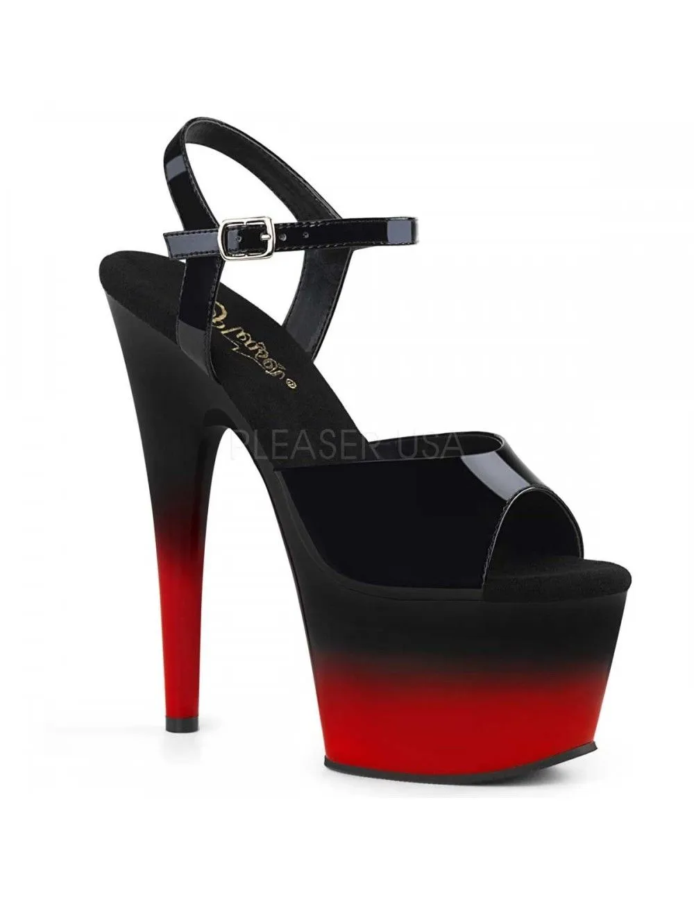 Pleaser USA Shoes Sandales Talons Vertigineux Fusion Noir Rouge PLEASER