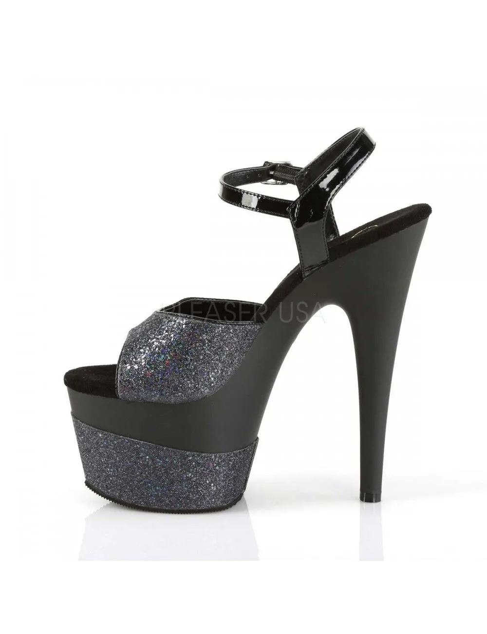 Pleaser USA Shoes Sandales Talons Vertigineux Noir Pailletées PLEASER – Image 3