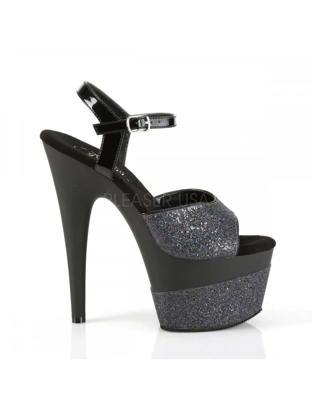 Pleaser USA Shoes Sandales Talons Vertigineux Noir Pailletées PLEASER – Image 5