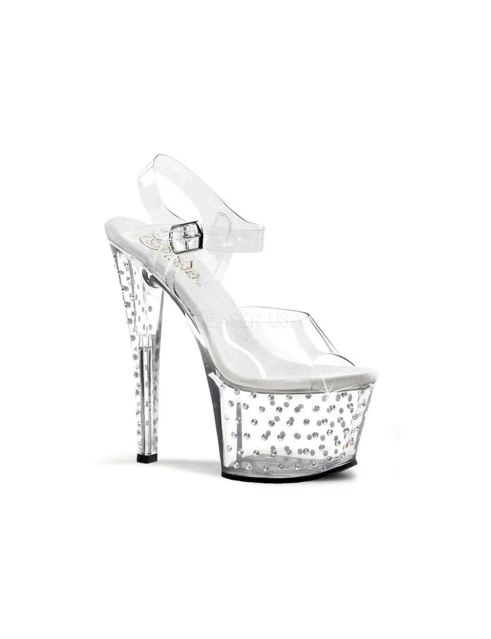Pleaser USA Shoes Sandales Transparente Et Strass Transparent PLEASER