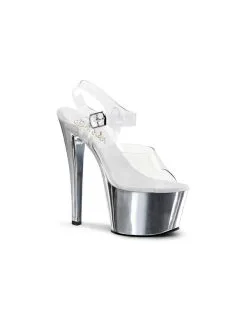 Pleaser USA Shoes Sandales Transparente SKY 308 Chrome