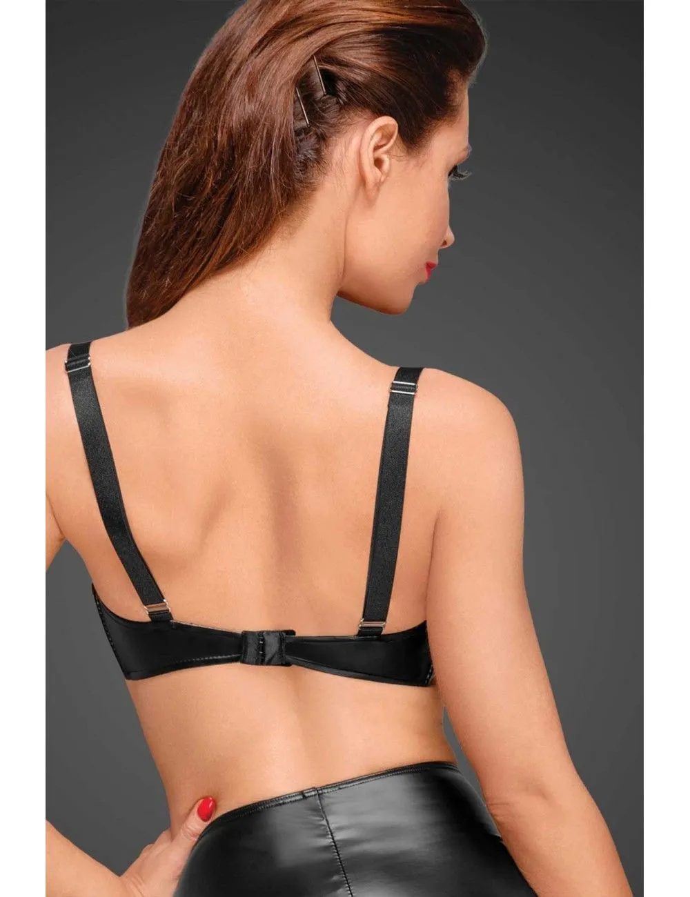 Soutien-Gorge Vinyle Plis Décoratifs Noir Handmade – Image 3