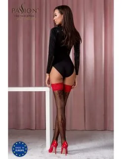 Passion Lingerie ST120 Bas Autofixant 20 DEN Noir Et Rouge