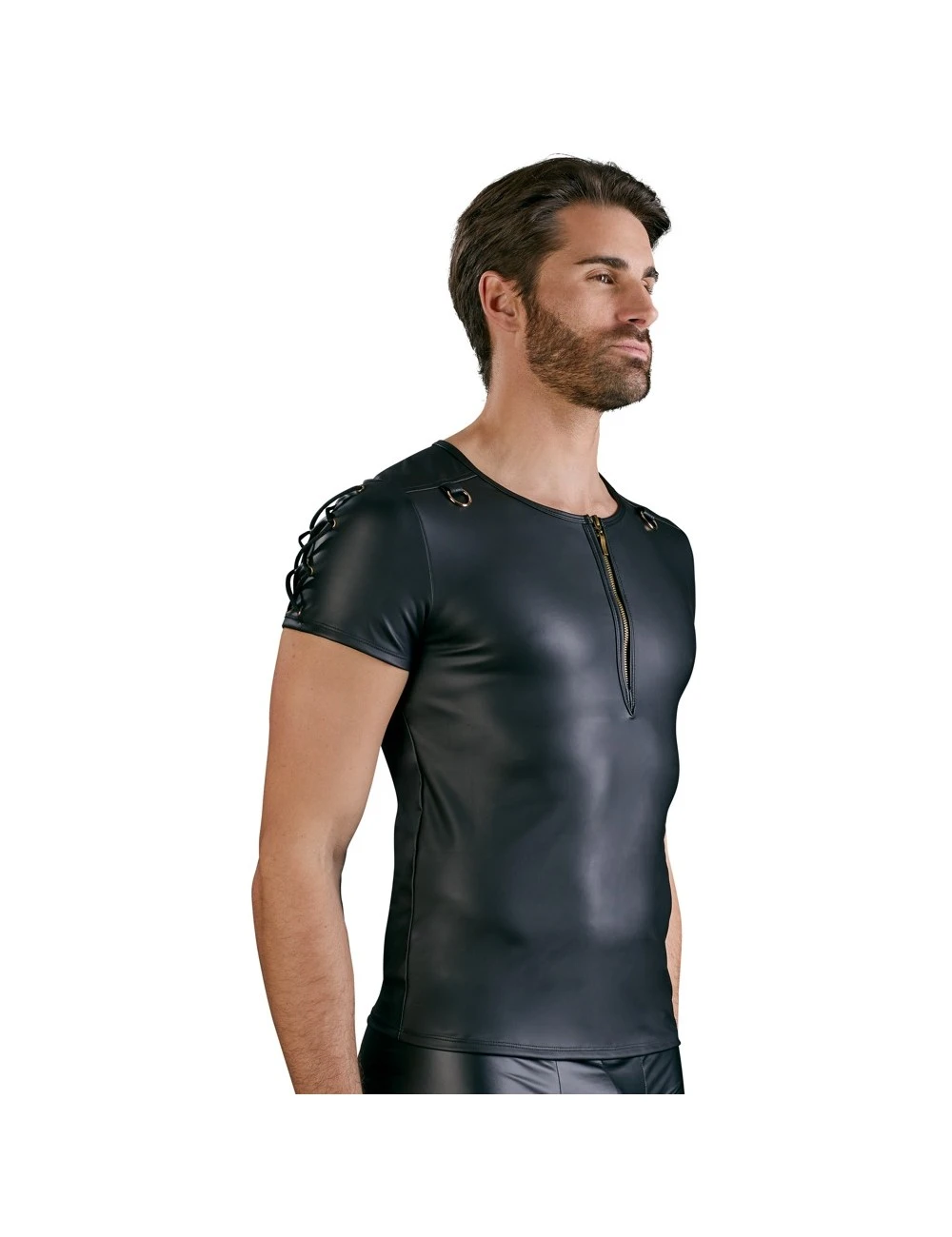 T-shirt Noir Mat Avec Anneaux NEK – Image 2