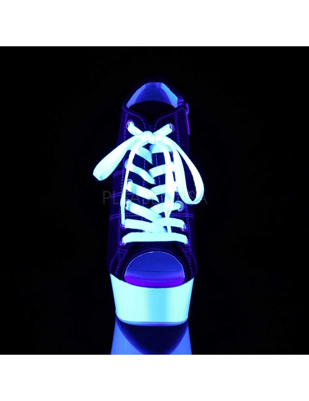 Pleaser USA Shoes Tennis Plateforme Black Haut Talon Ouvert Pleaser – Image 2