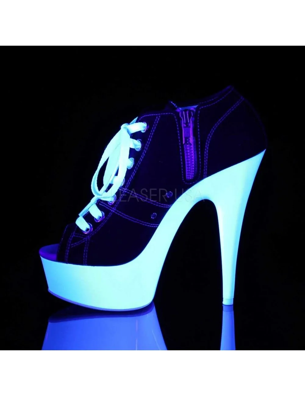 Pleaser USA Shoes Tennis Plateforme Black Haut Talon Ouvert Pleaser – Image 3