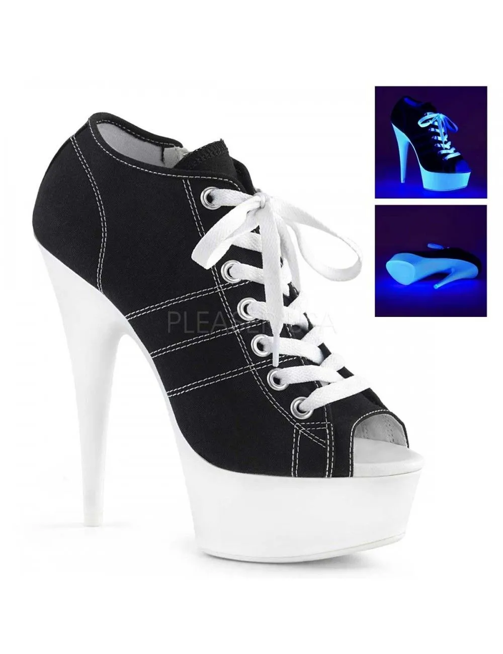 Pleaser USA Shoes Tennis Plateforme Black Haut Talon Ouvert Pleaser