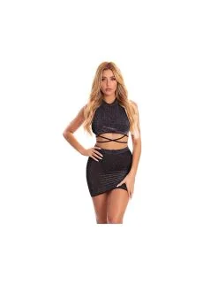 Top Et Jupe Semi-transparent Et Laçage PINK LIPSTICK