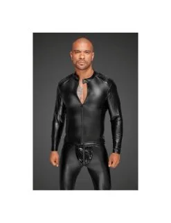 Veste Powerwetlook Avec Epaulettes Noir Handmade